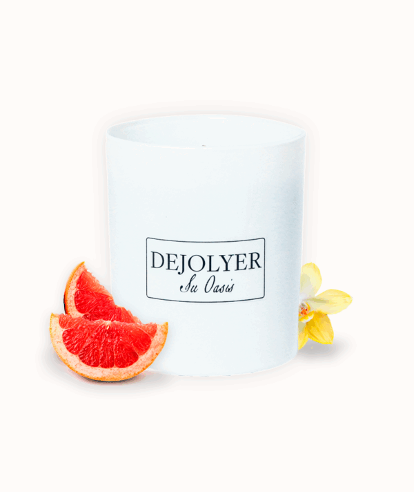 Perfume en Pomelo Rosado & Vainilla | Dejolyer perfume en vela Artesanal & Sostenible Oasis de Inspiración