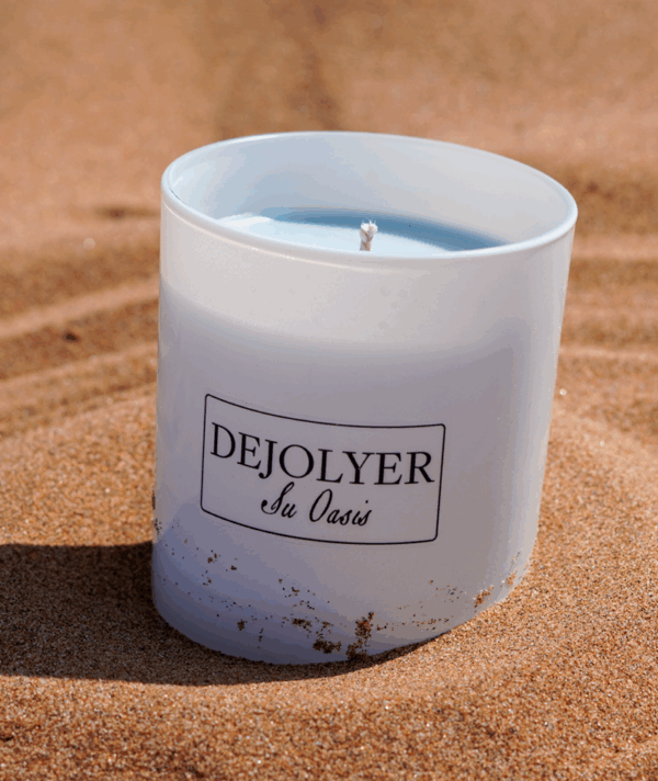 Perfume en Vela en la arena de la playa Arándanos & Vainilla | Dejolyer perfume en vela Artesanal & Sostenible Oasis de Inspiración
