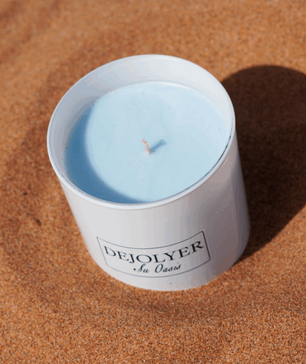 Perfume en Vela en la arena de la playa Vainilla Delicia | Dejolyer perfume en vela Artesanal & Sostenible Oasis de Inspiración